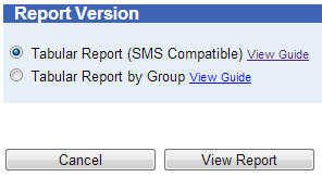 Screenshot showing two options on Report Version screen.