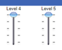 Two vertical sliders with five evenly spaced notches on each. From left to right, headings say Level 4 and Level 5. Indicator is on the top notch of each slider.