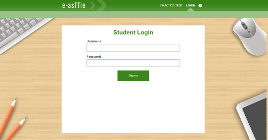 Screenshot of student portal login screen with username and password fields.